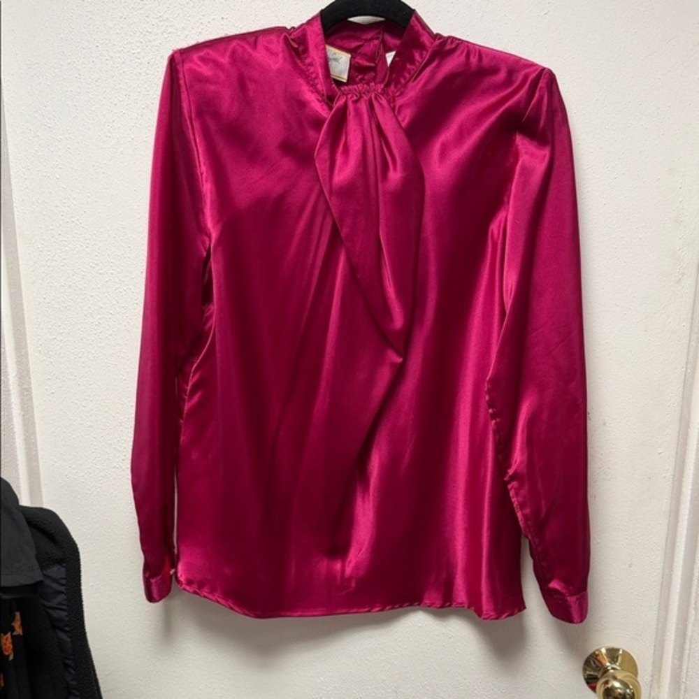 Vintage 1980s Jacqueline Ferrar Satin Blouse